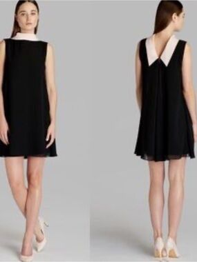 Ted Baker Belloh Collar Detail Reversible Dress in Black/Blush/ Rose Gold Sz 4